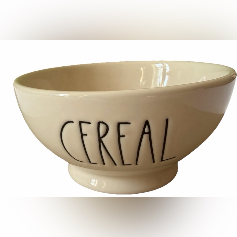 Rae Dunn Cereal Bowl White Large Black Letters Farmhouse Cottage Ceramic Soup